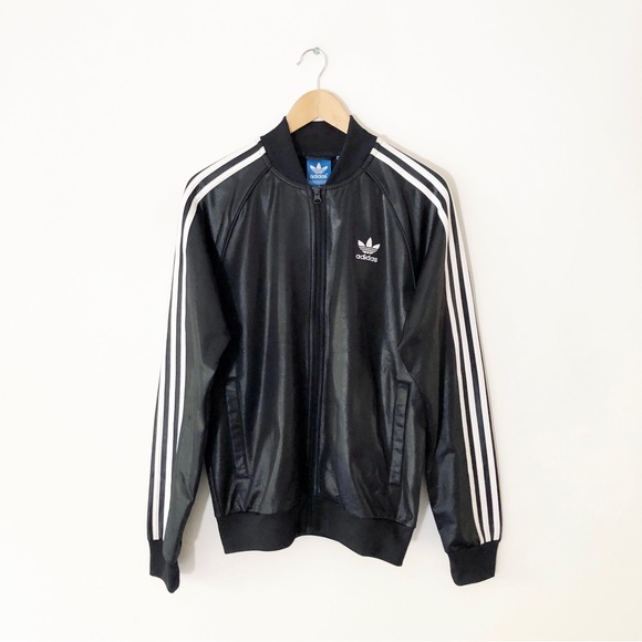 Adidas Shiny Black Track Jacket - Picture 1 of 6